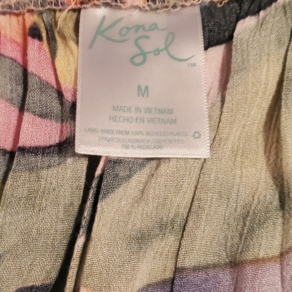 Kona Sole Tie Front Cover Slit Sides Colorful Sz. M Pants Beach Cover-up - Picture 8 of 14